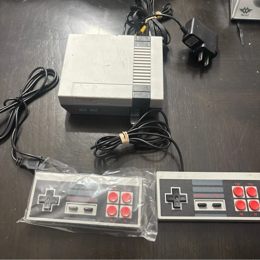 Classic Gaming Console with Dual Controllers - Gray and Black